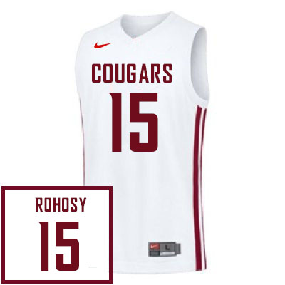 Men #15 AJ Rohosy Washington State Cougars College Basketball Jerseys Stitched Sale-White